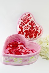 Decoupage decorated open vintage jewelry box