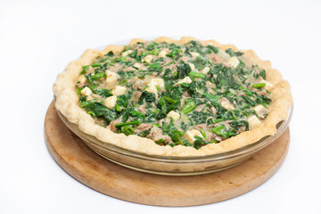 Quiche lorraine de espinaca y atún sin hornear