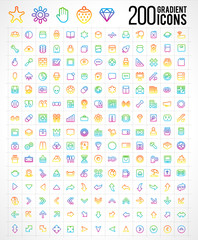 200 Trendy Thin Gradient Icons