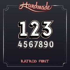 Retro Vintage Label Font. Vector Grunge Numbers