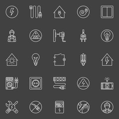 Electricity thin line icons