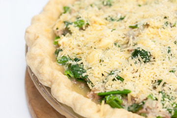 Quiche lorraine de espinaca y atún sin hornear