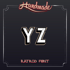 Retro Vintage Label Alphabet. Vector Grunge Font from Y to Z