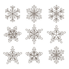 Snowflakes set. Background for winter and christmas theme. 