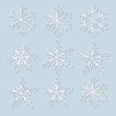 Naklejka na ściany i meble Snowflakes set. Background for winter and christmas theme. 