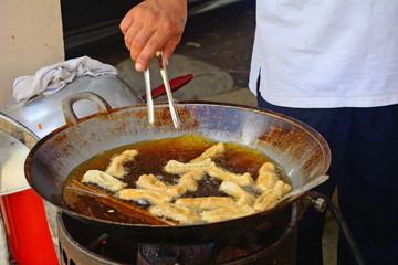 Fried fish in a Dayak village, Borneo, Malaysia