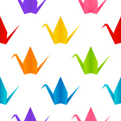 Seamless pattern with origami cranes