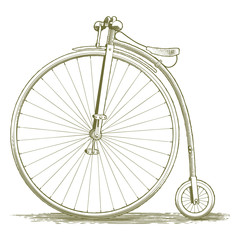 Naklejki  Drzeworyt rocznik rowerowy rysunek