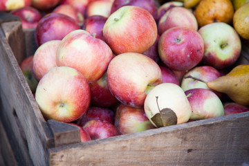 Box full of fine ripe apples