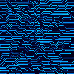 Circuit board seamless pattern. Digital hi-tech style vector background.