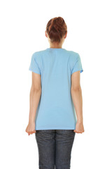 female with blank t-shirt (back side)