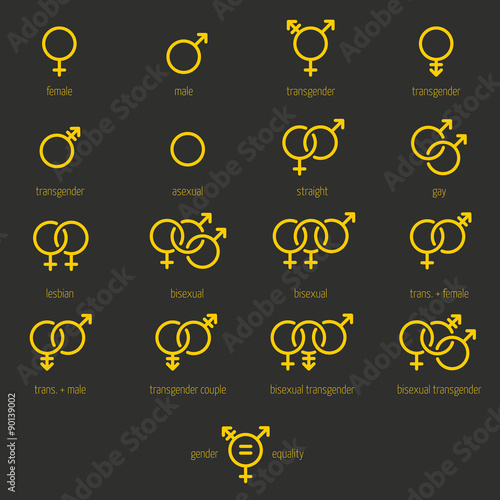 Set Of Sexual Equality And Gender Outline Icons Stock Image And