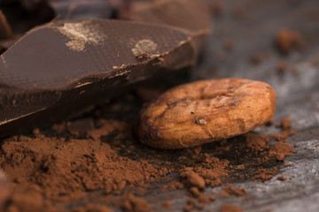 Chopped chocolate with cacao