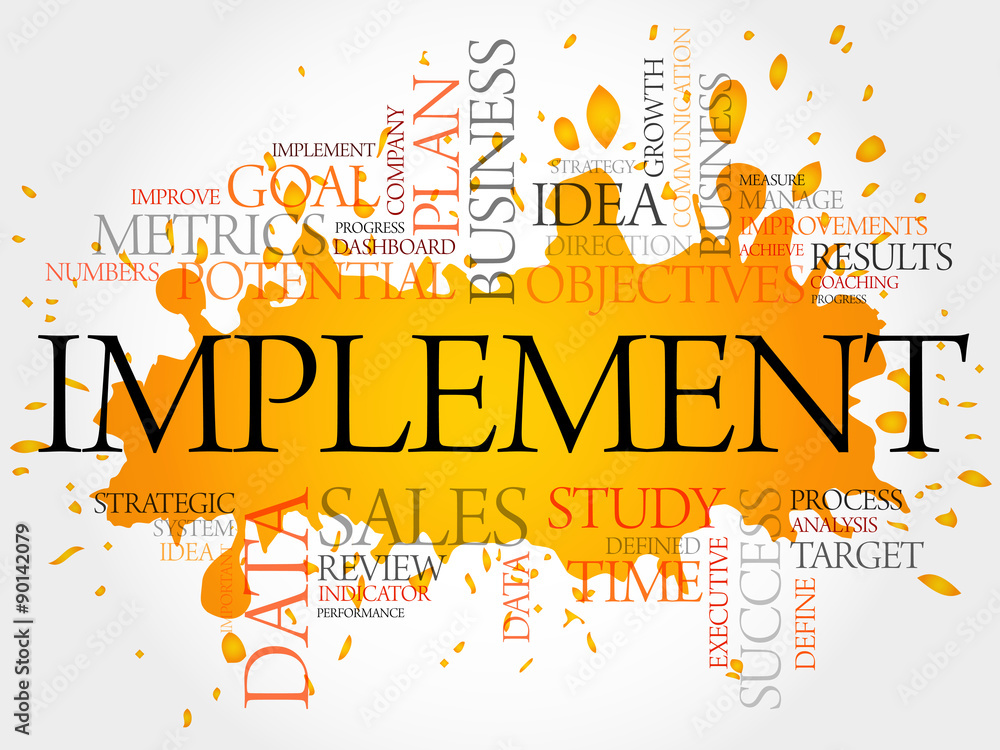 Poster implement word cloud, business concept