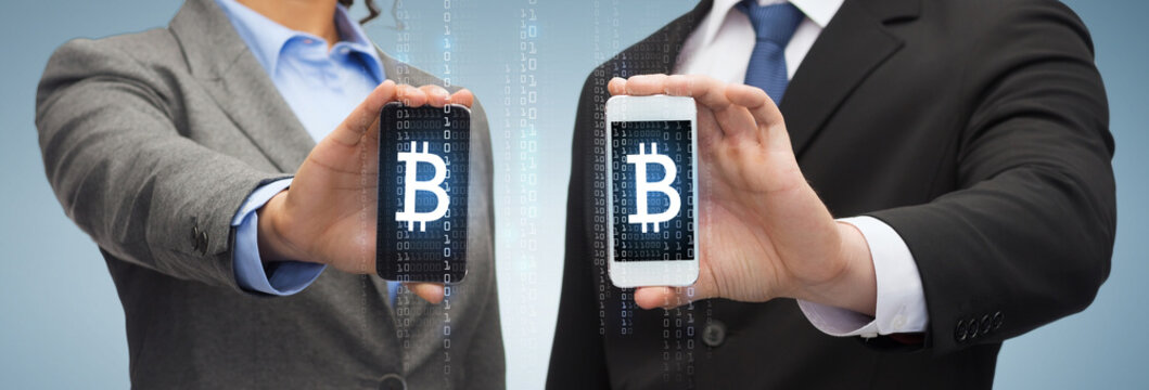 businessman and businesswoman with smartphones - Powered by Adobe