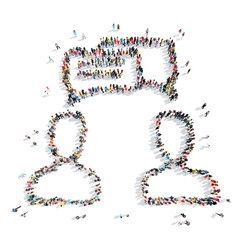 group  people shape  man isolated