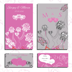 Set of wedding invitations and cards