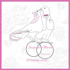 Wedding element of kissing doves