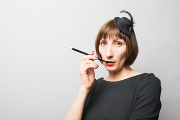 Obraz premium Woman with a mouthpiece