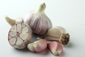 Garlic on a white background