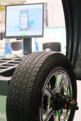 modern tire machine in the service station