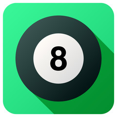 Sport icon with billiard ball in flat style. Vector illustration