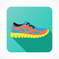 Shoes flat icon with bright colorful running sneakers. Vector