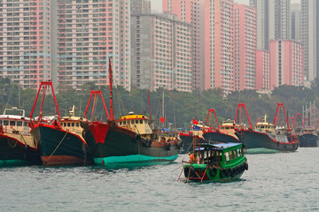 Fototapeta na wymiar Floating village, Aberdeen, Hongkong
