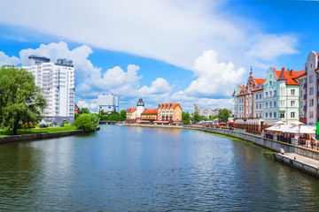 Fototapeta premium Views of the river Pregel with Jubilee bridge