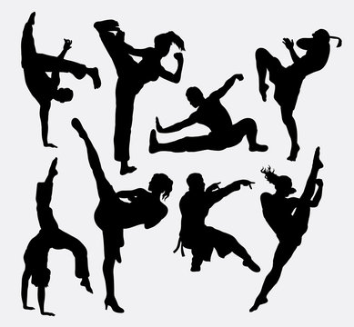 Kungfu martial arts silhouettes