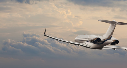 Private jet in flight - Powered by Adobe