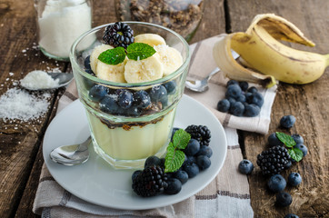 Vanilla pudding with berries
