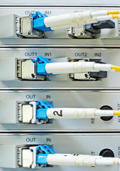 optic fiber cables connected to data center