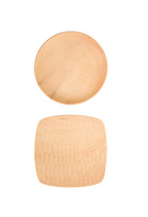 Natural wood plate isolated on white background