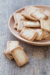 Mini coconut biscuit on wood table background