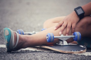 Skateboard with smartwatch