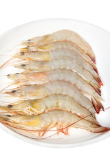 raw shrimp on white dish
