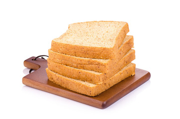 Slice of a whole wheat bread isolated on a white background
