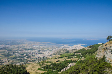 Fototapeta na wymiar Trapani panoramic view from Erice, Sicilia, Italia