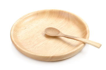 wooden plate on white background