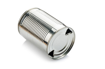 Aluminum can on a white background