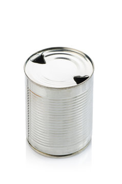 Aluminum can on a white background