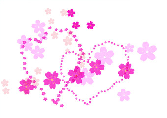 cherry blossom flowers background,heart design,Vector illustraton