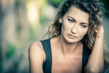 portrait of a beautiful sad girl