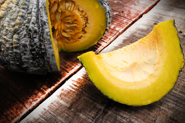 pumpkins on wooden board