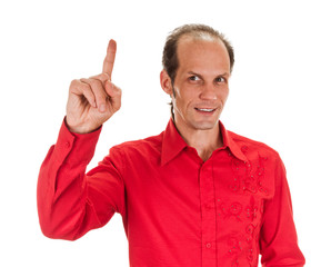 Eureka. man with an idea raising his finger