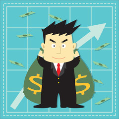 Cute Stock Market Investor Flat Cartoon Design