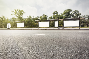 Blank billboard at the bus stop