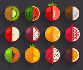 Fruit Icon Set : Vector Illustration