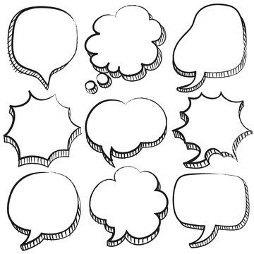 Sketchy Speech Bubbles Set : Vector Illustration